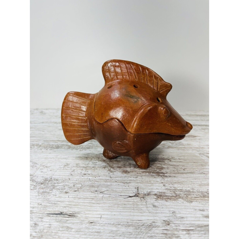 Vintage FISH Terra Cotta Mosquito Coil Holder Tea light Candle Holder 2 Piece